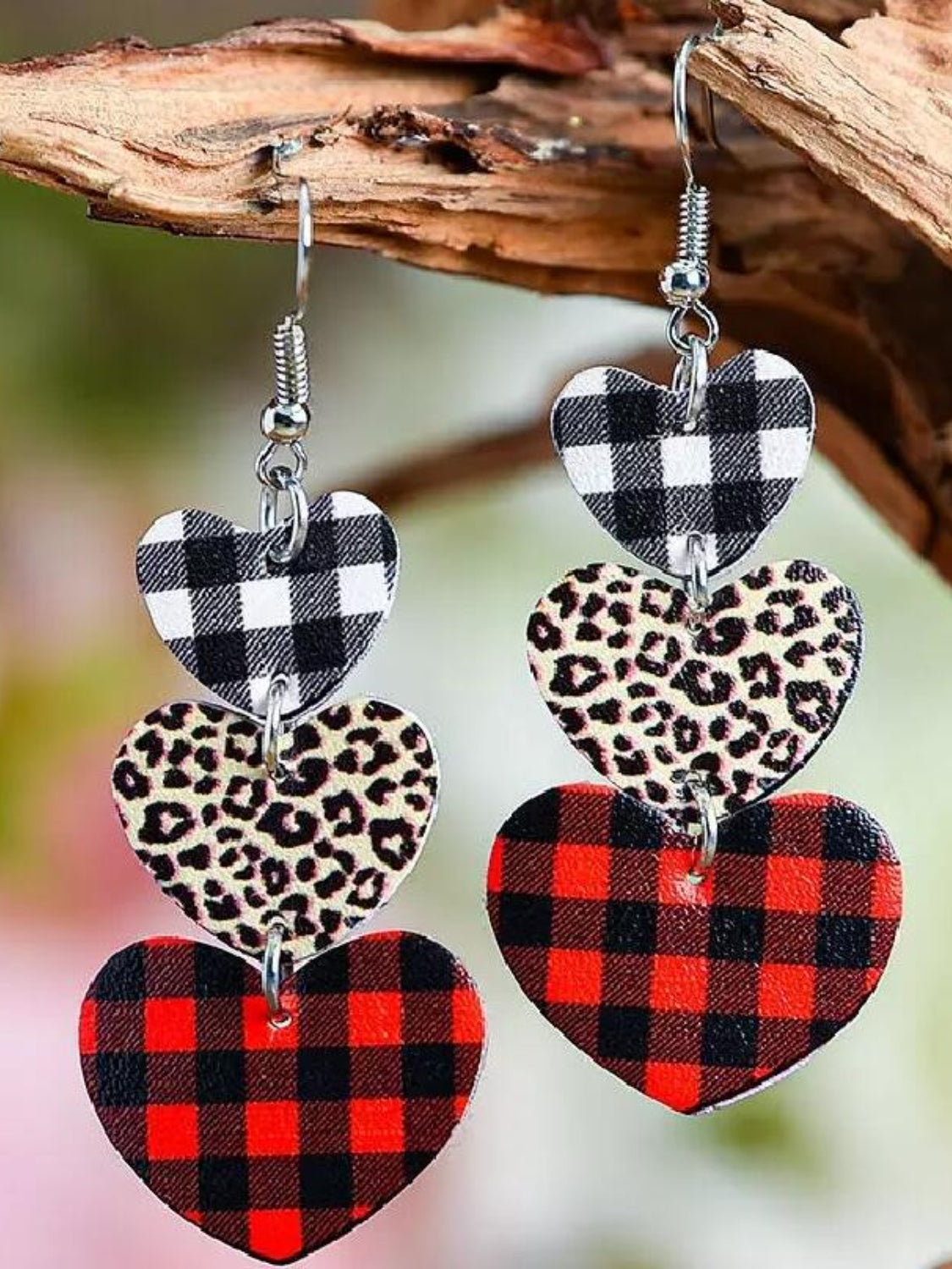 Printed PU Leather Dangle Earrings Style A One Size