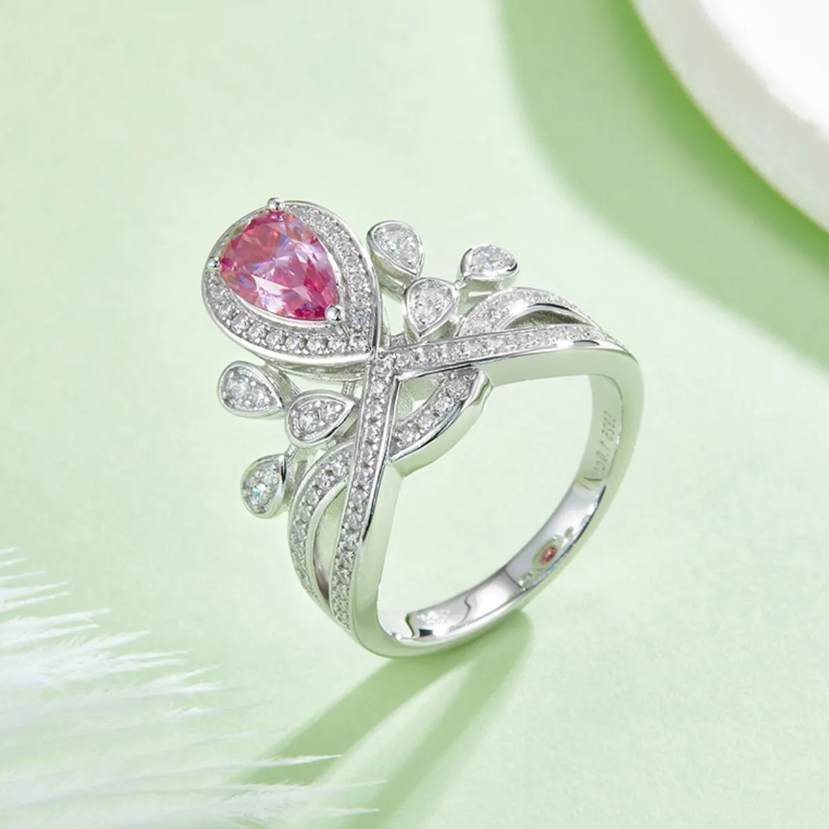 1 Carat Moissanite 925 Sterling Silver Ring Blush Pink