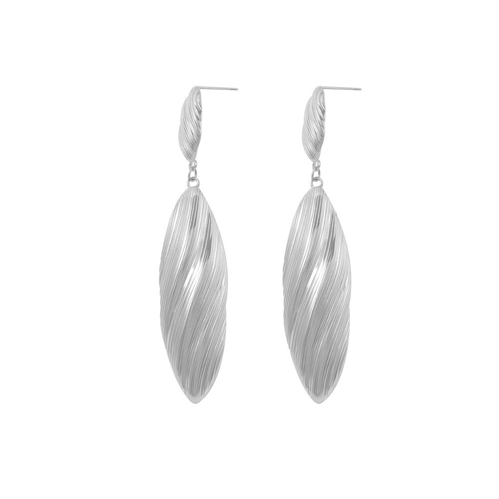 Stainless Steel Dangle Earrings Silver One Size