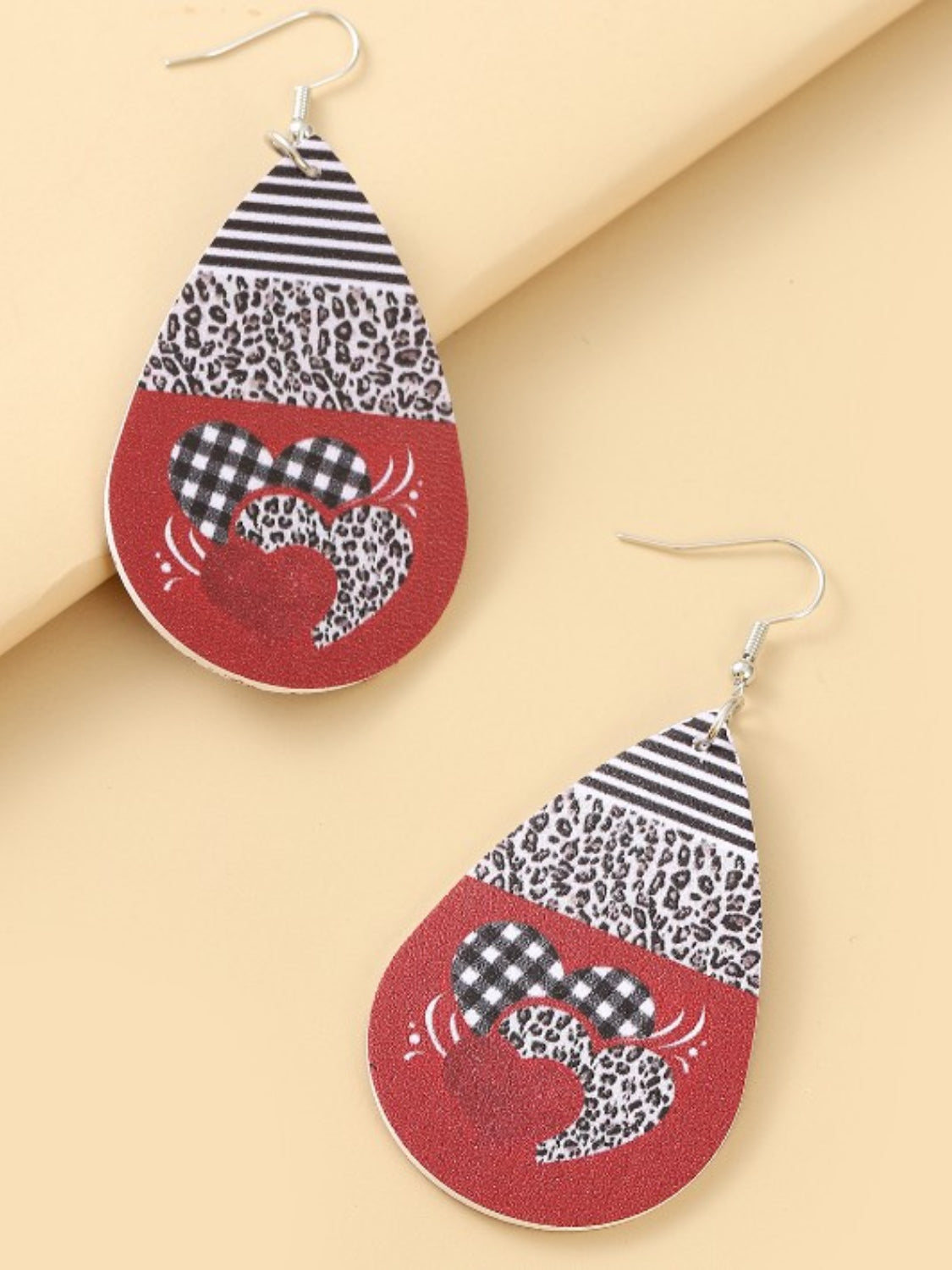 Printed PU Leather Dangle Earrings Style F One Size