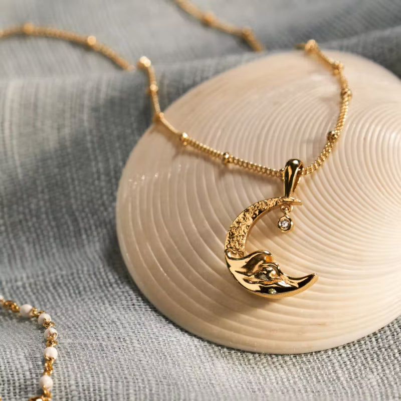 18K Gold-Plated Moon Pendant Necklace Gold One Size