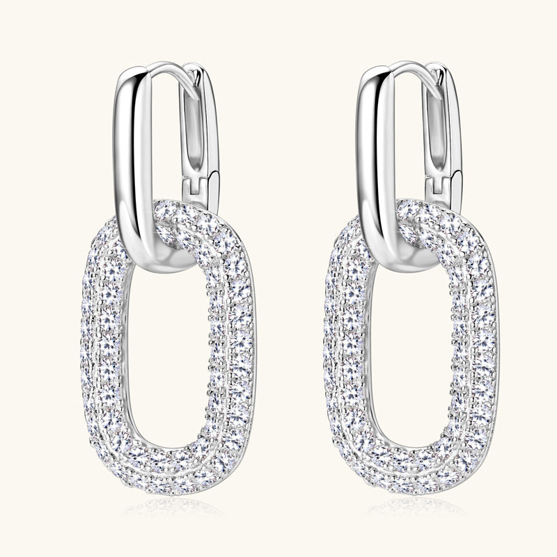 2.16 Carat Moissanite 925 Sterling Silver Earrings Silver One Size