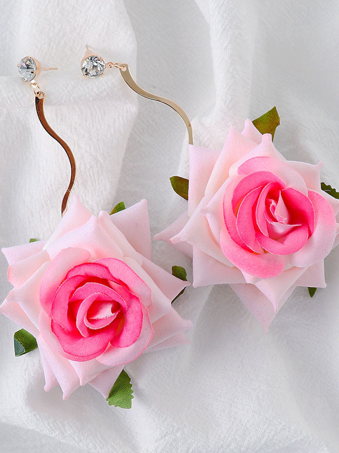 Alloy Rose Dangle Earrings Fuchsia Pink One Size