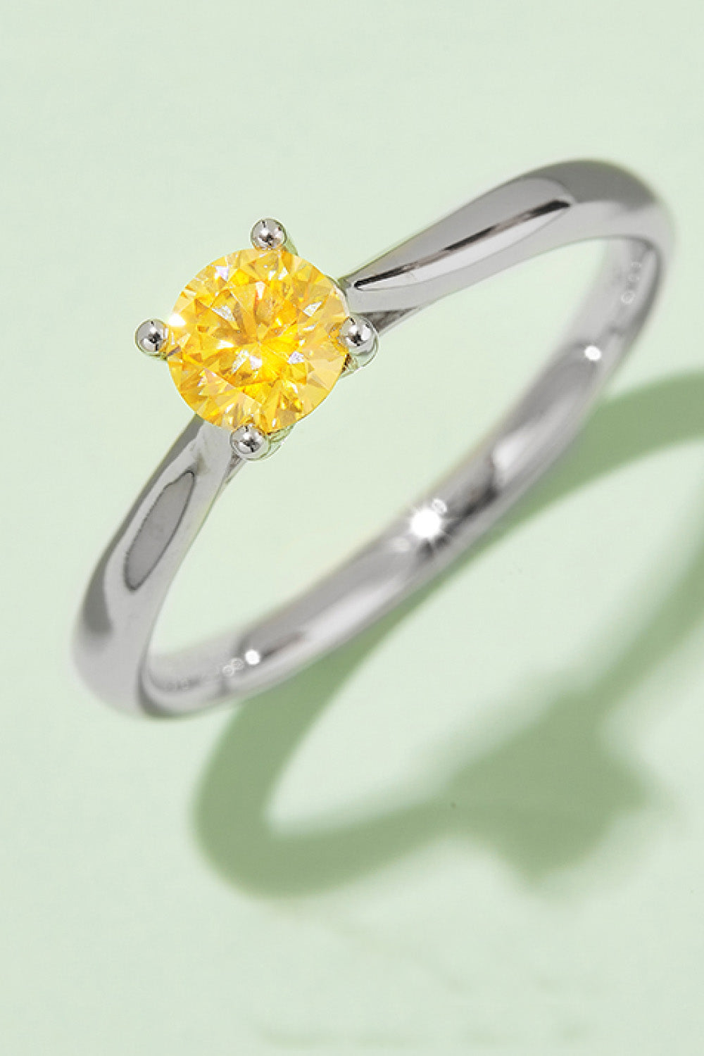 Moissanite Contrast 925 Sterling Silver Solitaire Ring Gold