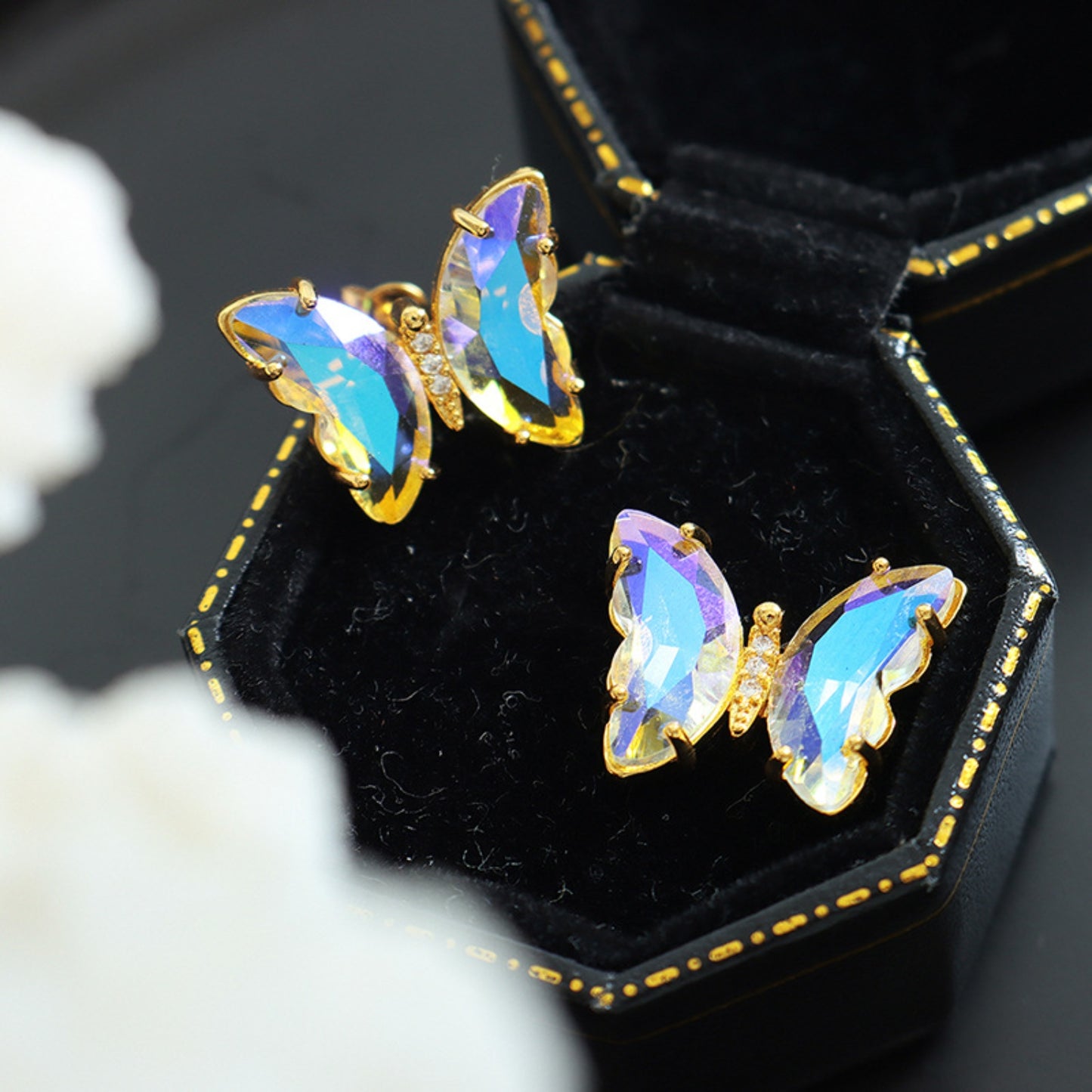 Gold-Plated Butterfly Stud Earrings Gold One Size