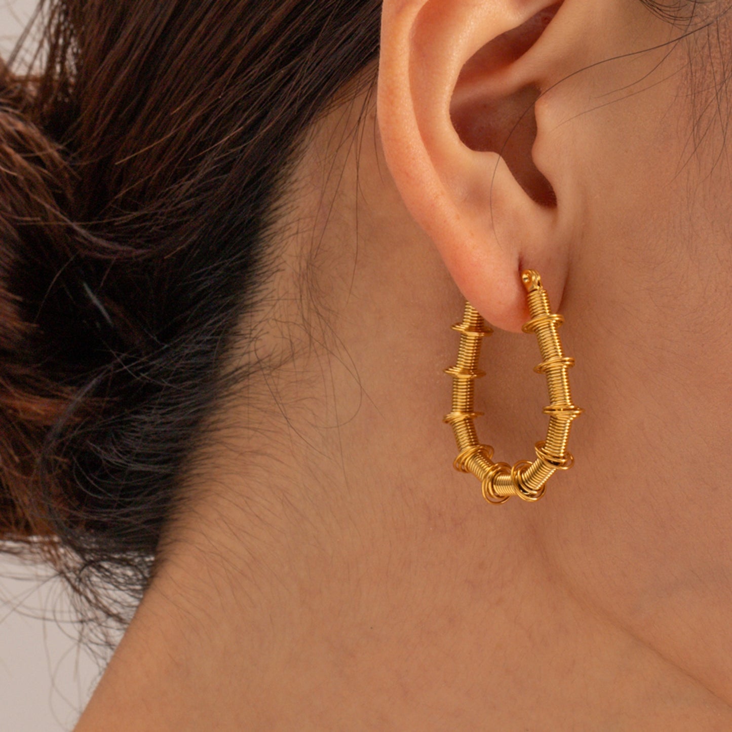 Gold-Plated Stainless Steel Hoop Earrings Gold One Size