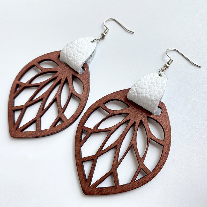 Leaf Drop Earrings White One Size