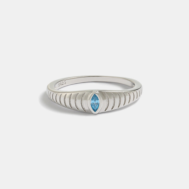 925 Sterling Silver Inlaid Zircon Ring Silver