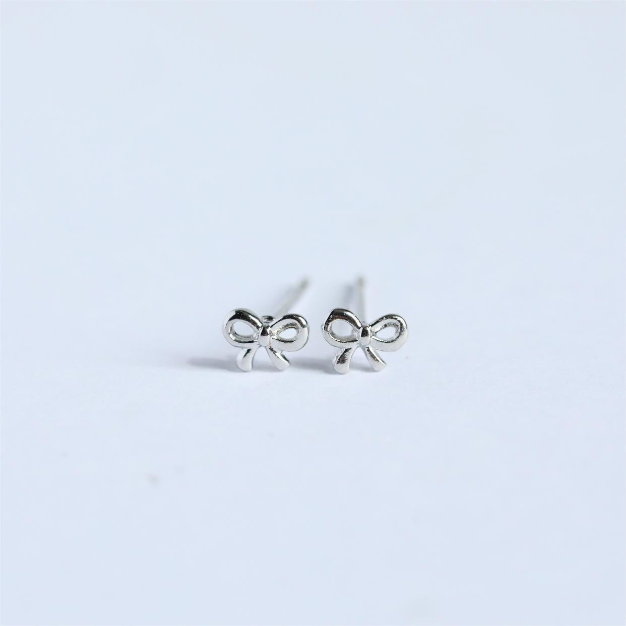 Copper Bow Stud Earrings Silver One Size