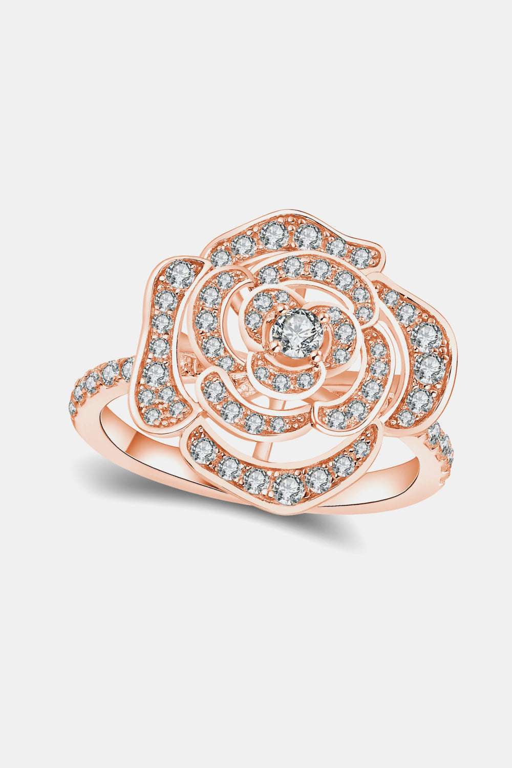 Moissanite Flower Shape Ring Rose Gold
