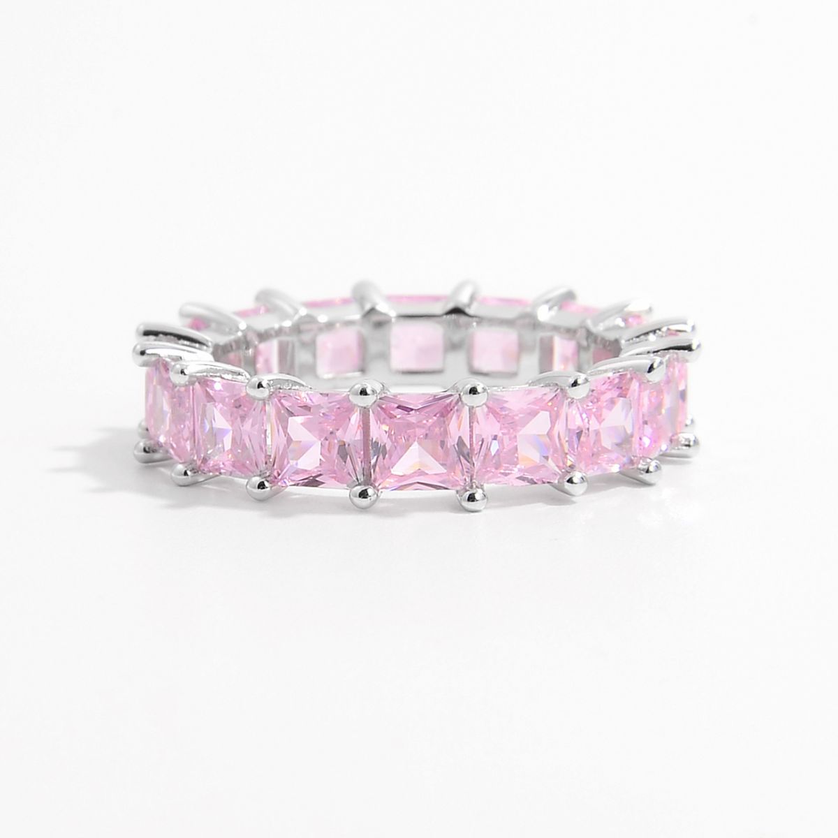 925 Sterling Silver Inlaid Zircon Ring Silver