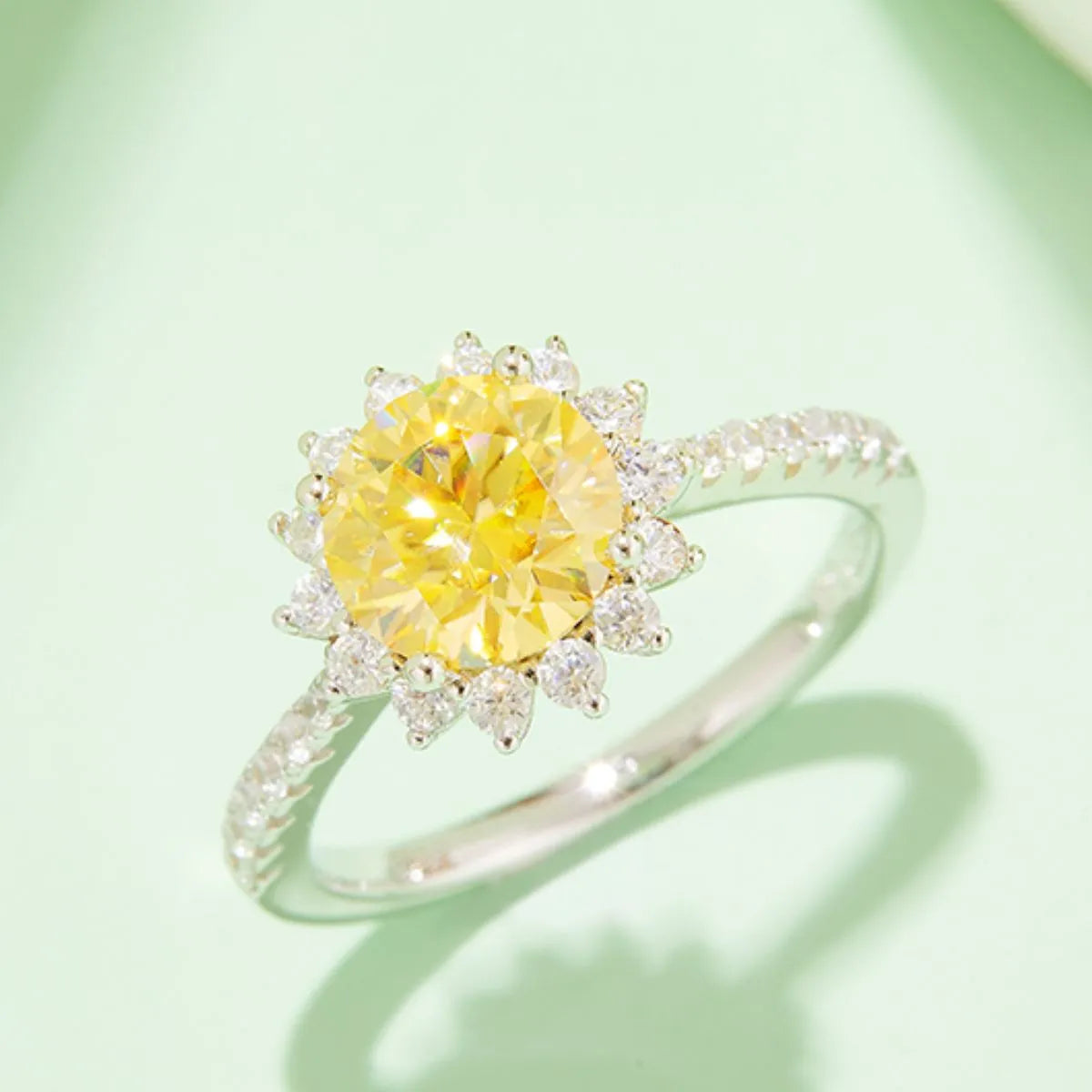 2 Carat Moissanite 925 Sterling Silver Ring Yellow