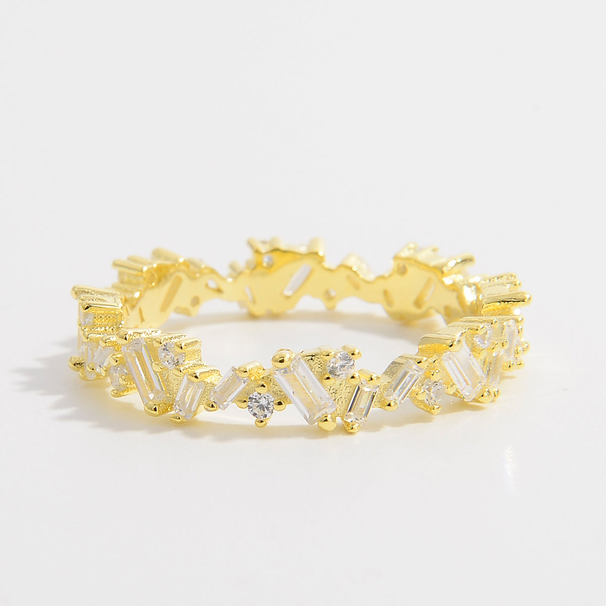 925 Sterling Silver Inlaid Zircon Ring Gold