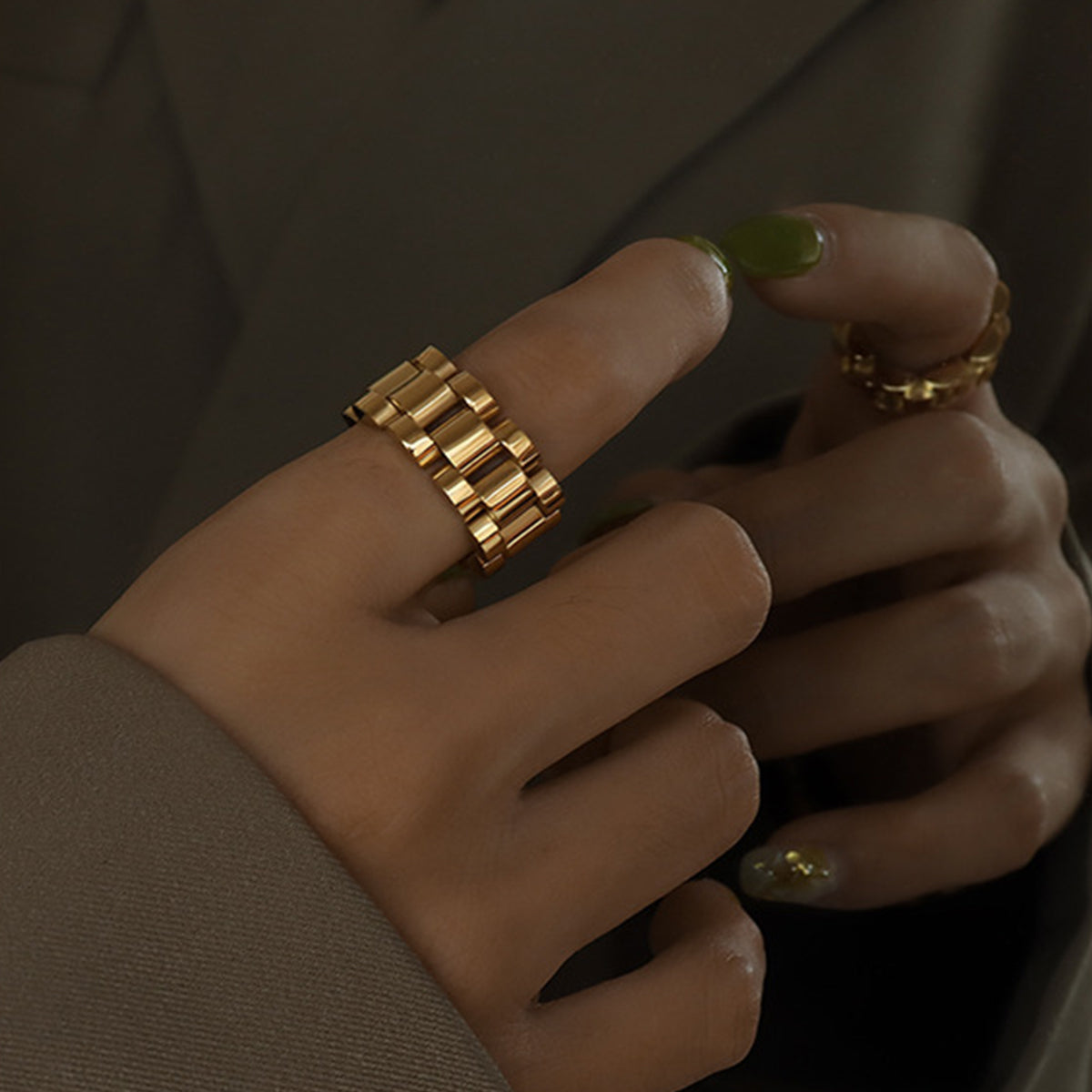 Plated Titanium Steel Ring Gold