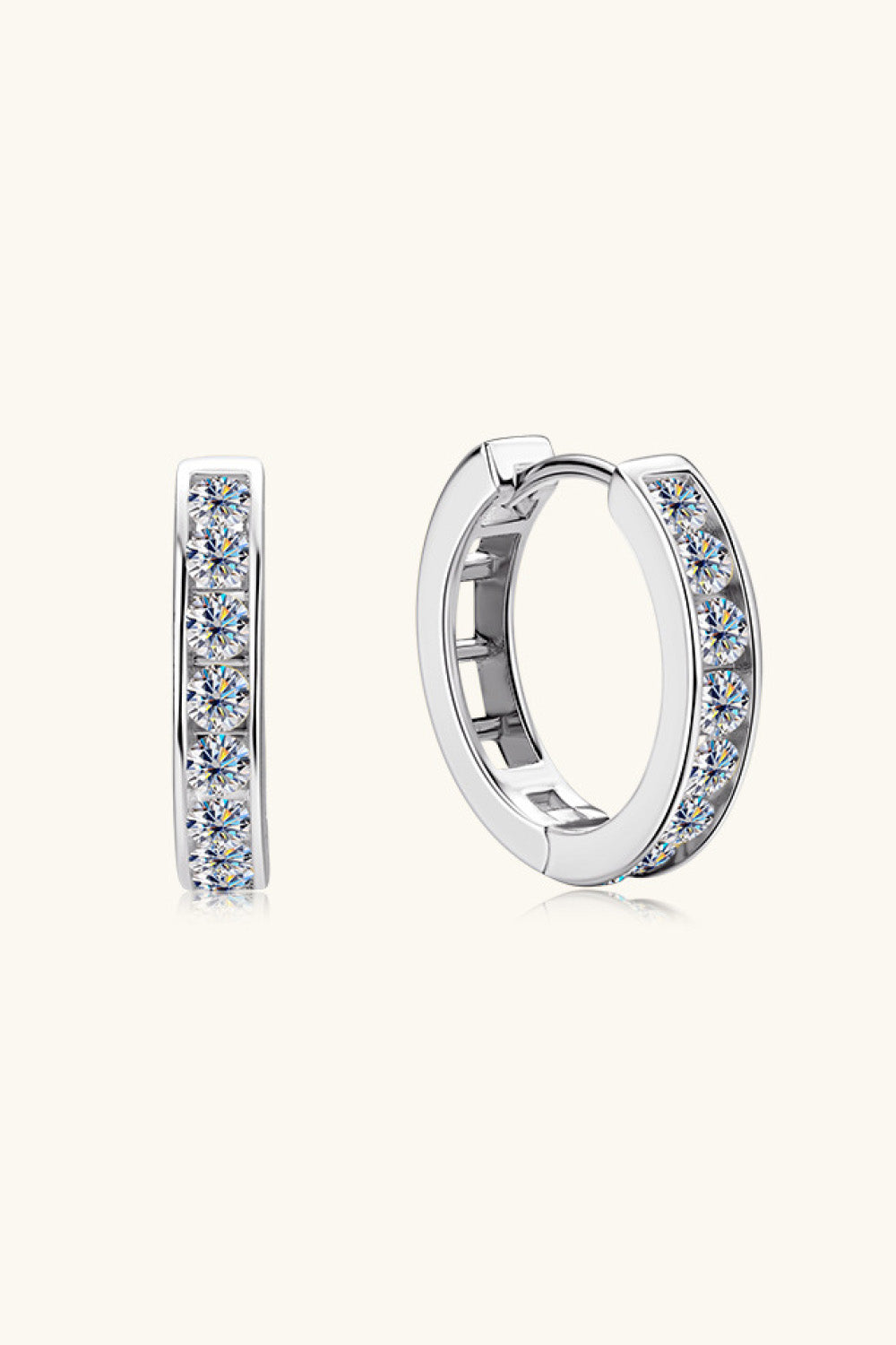 Moissanite 925 Sterling Silver Huggie Earrings Silver One Size