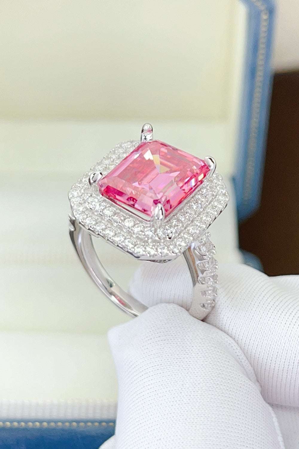 2 Carat Moissanite 925 Sterling Silver Ring Hot Pink