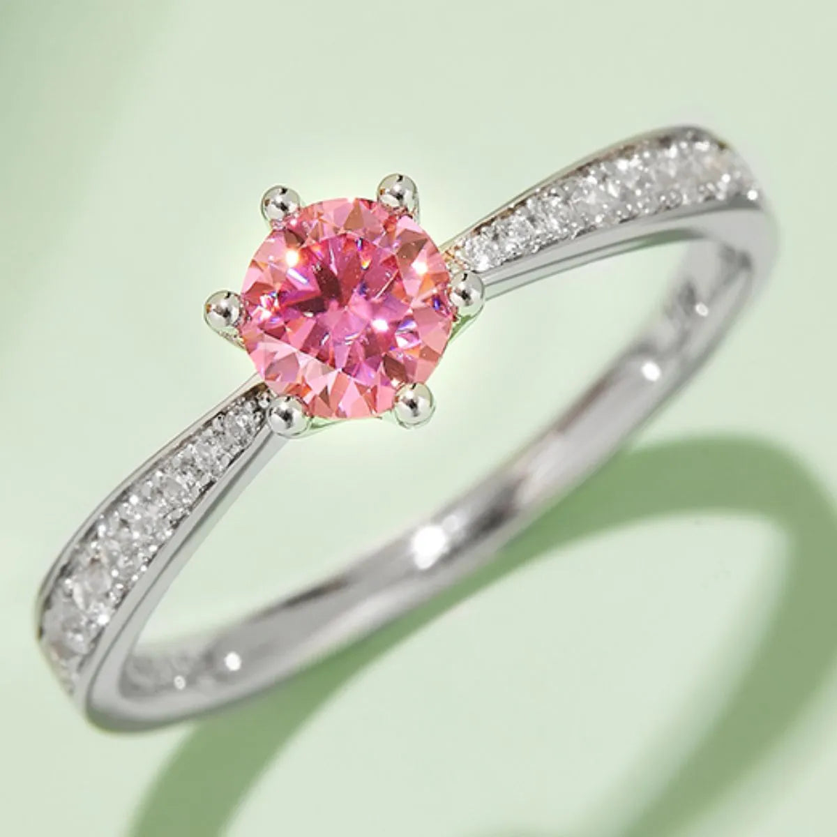 Moissanite 925 Sterling Silver Ring Blush Pink