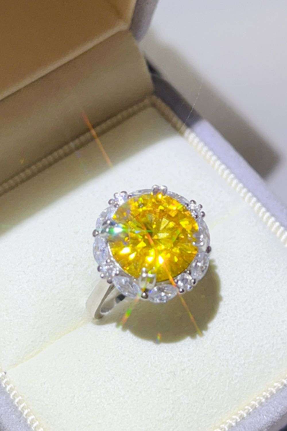 5 Carat Moissanite 925 Sterling Silver Ring Yellow