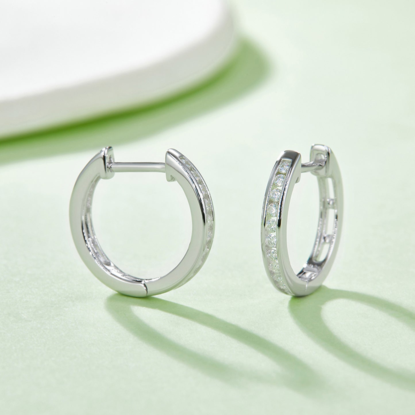 Moissanite 925 Sterling Silver Huggie Earrings Silver One Size