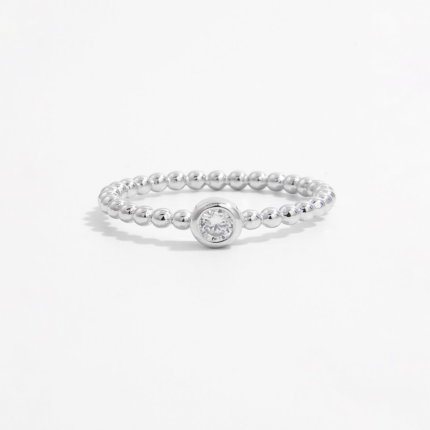 Zircon 925 Sterling Silver Bead Ring Silver