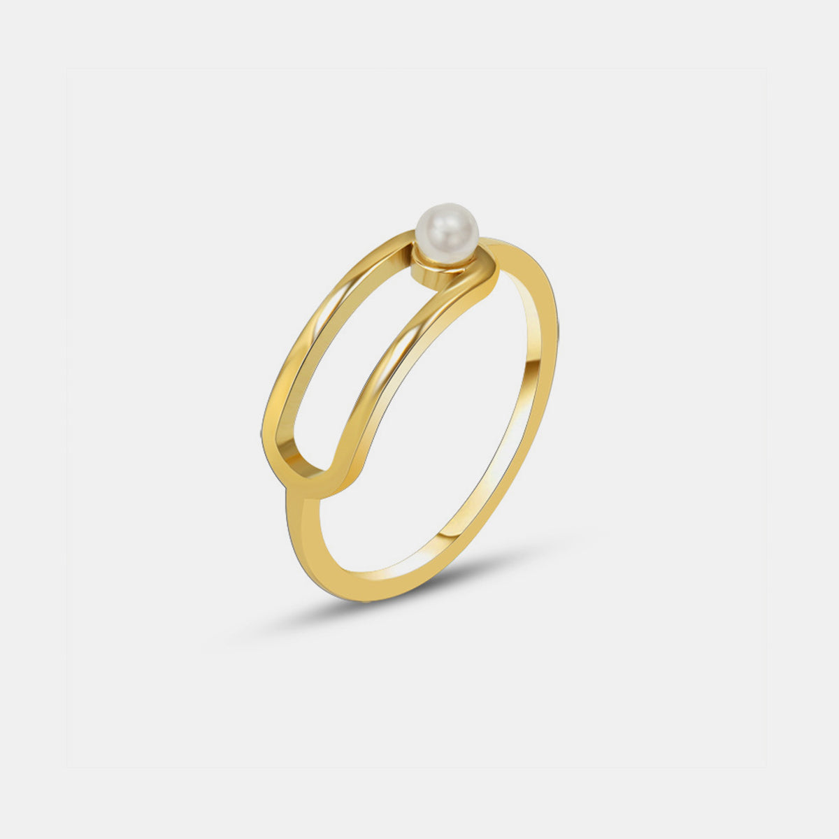 Synthetic Pearl Titanium Steel Ring Gold 7