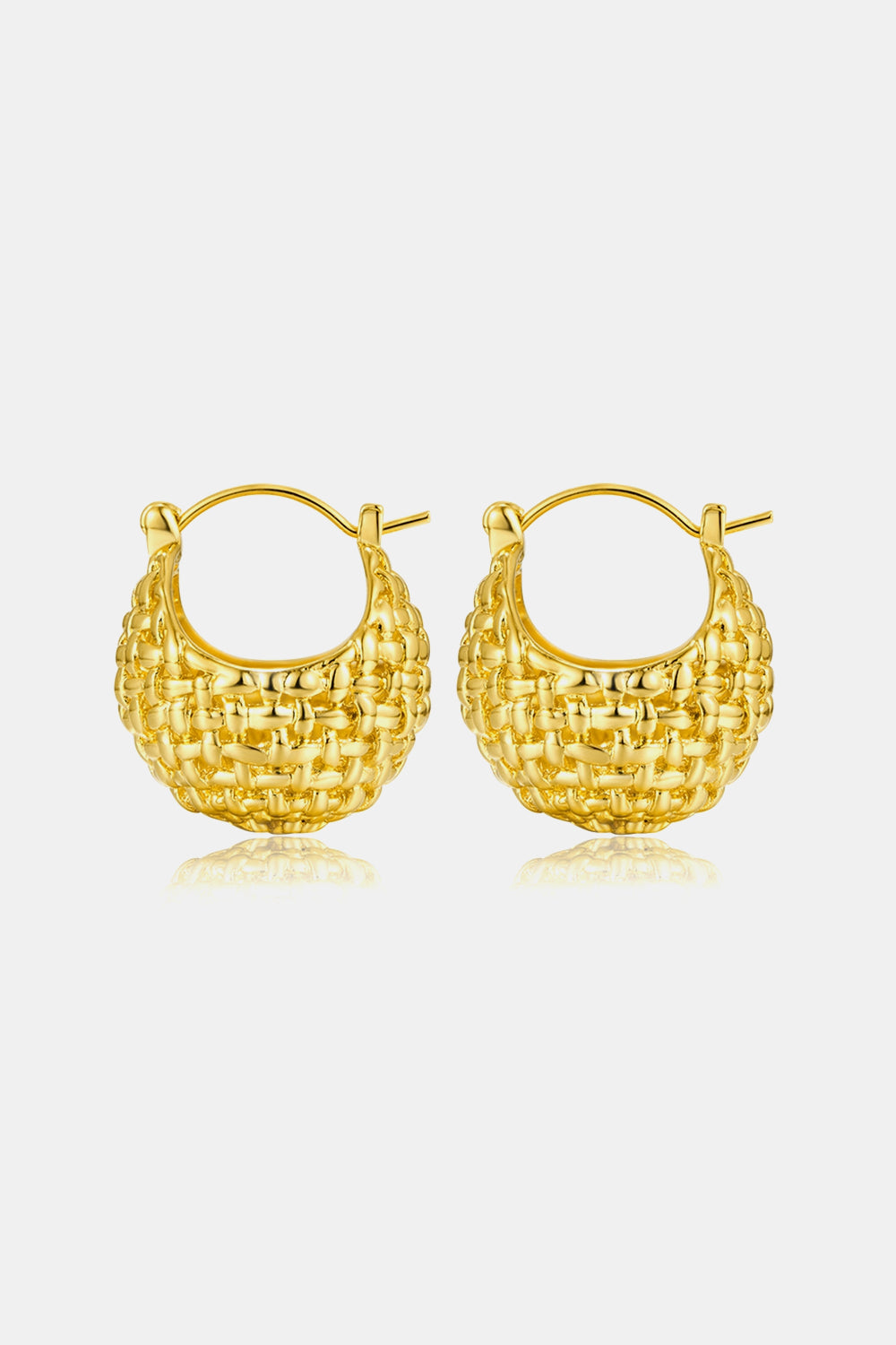 Braided Basket Metal Hoop Earrings Gold One Size