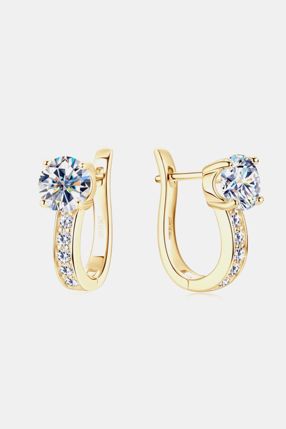 2 Carat Moissanite 925 Sterling Silver Earrings Gold One Size