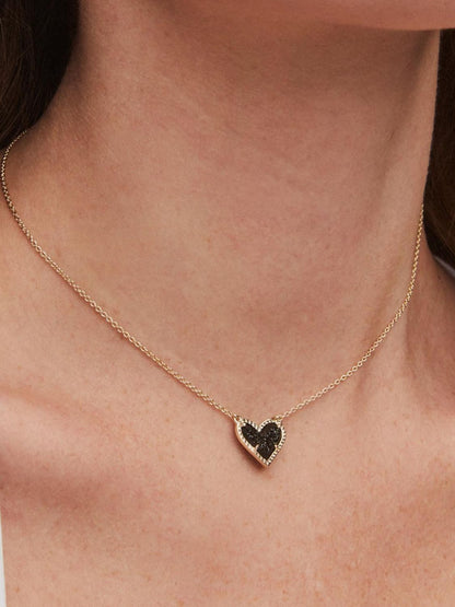 Heart Pendant Necklace Black One Size