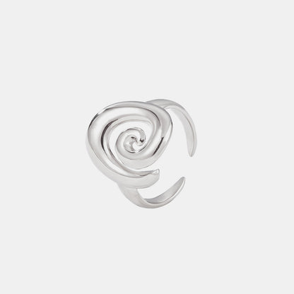 Titanium Steel Spiral Shape Ring Silver One Size