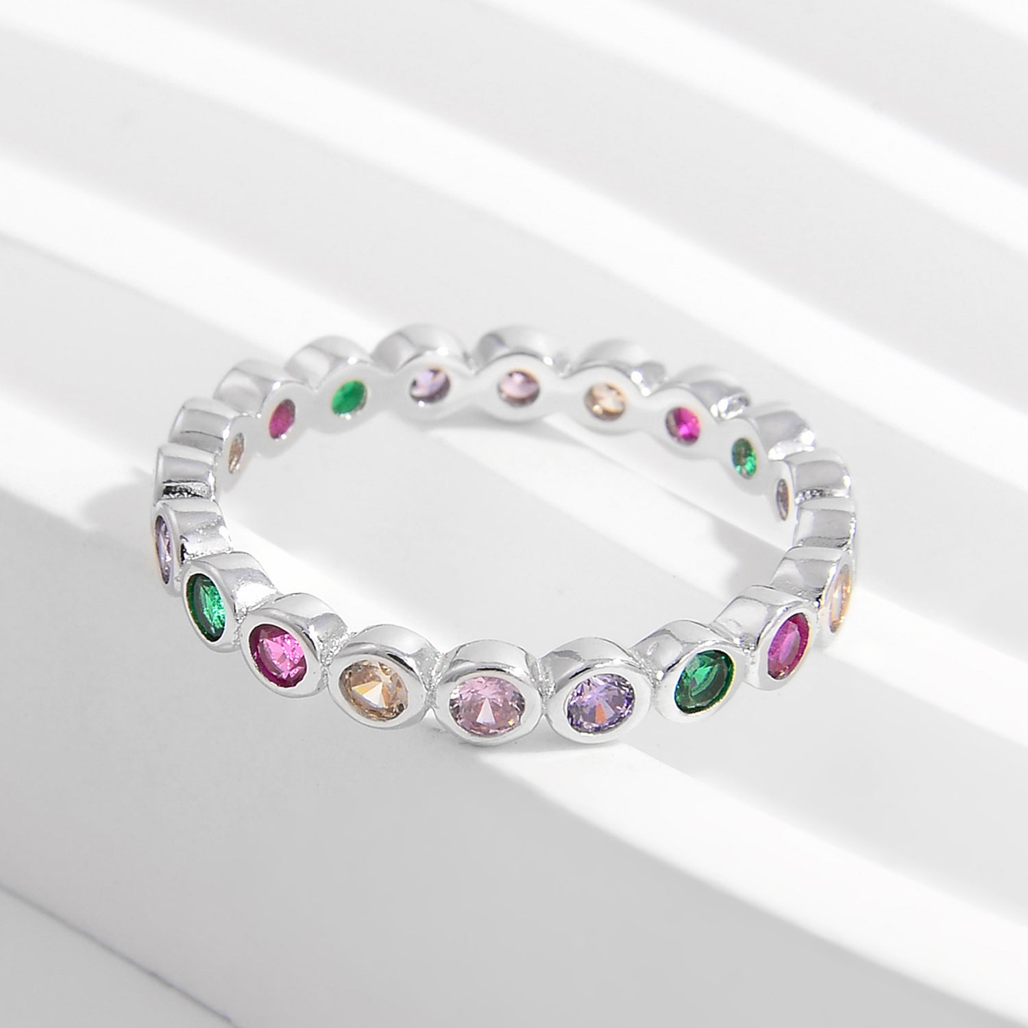 925 Sterling Silver Contrast Zircon Ring Silver