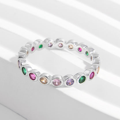 925 Sterling Silver Contrast Zircon Ring Silver