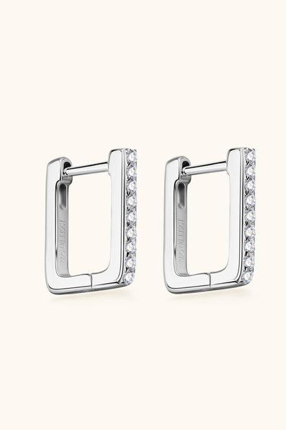 Moissanite Geometric 925 Sterling Silver Earrings Silver One Size