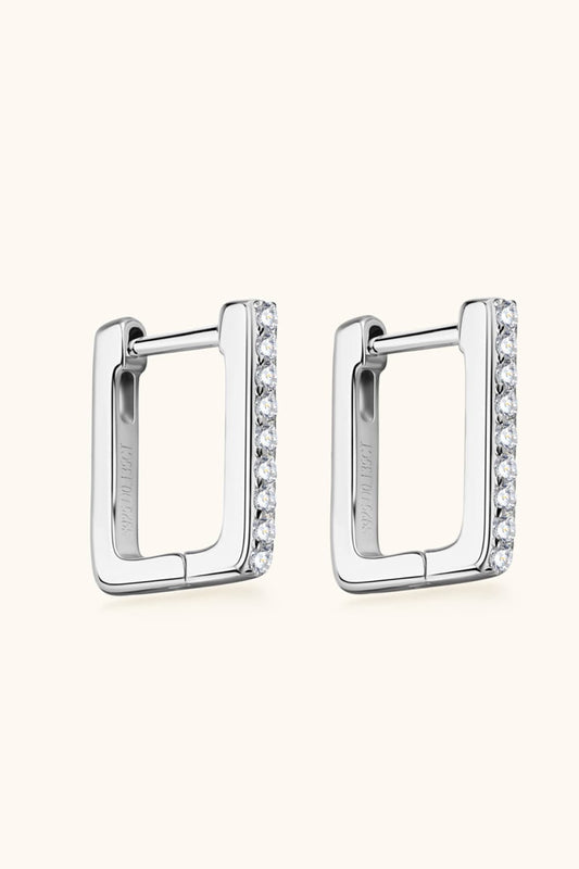 Moissanite Geometric 925 Sterling Silver Earrings Silver One Size