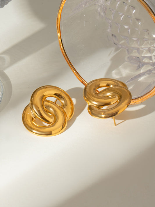 18K Gold-Plated Stainless Steel Knotted Earrings Gold One Size