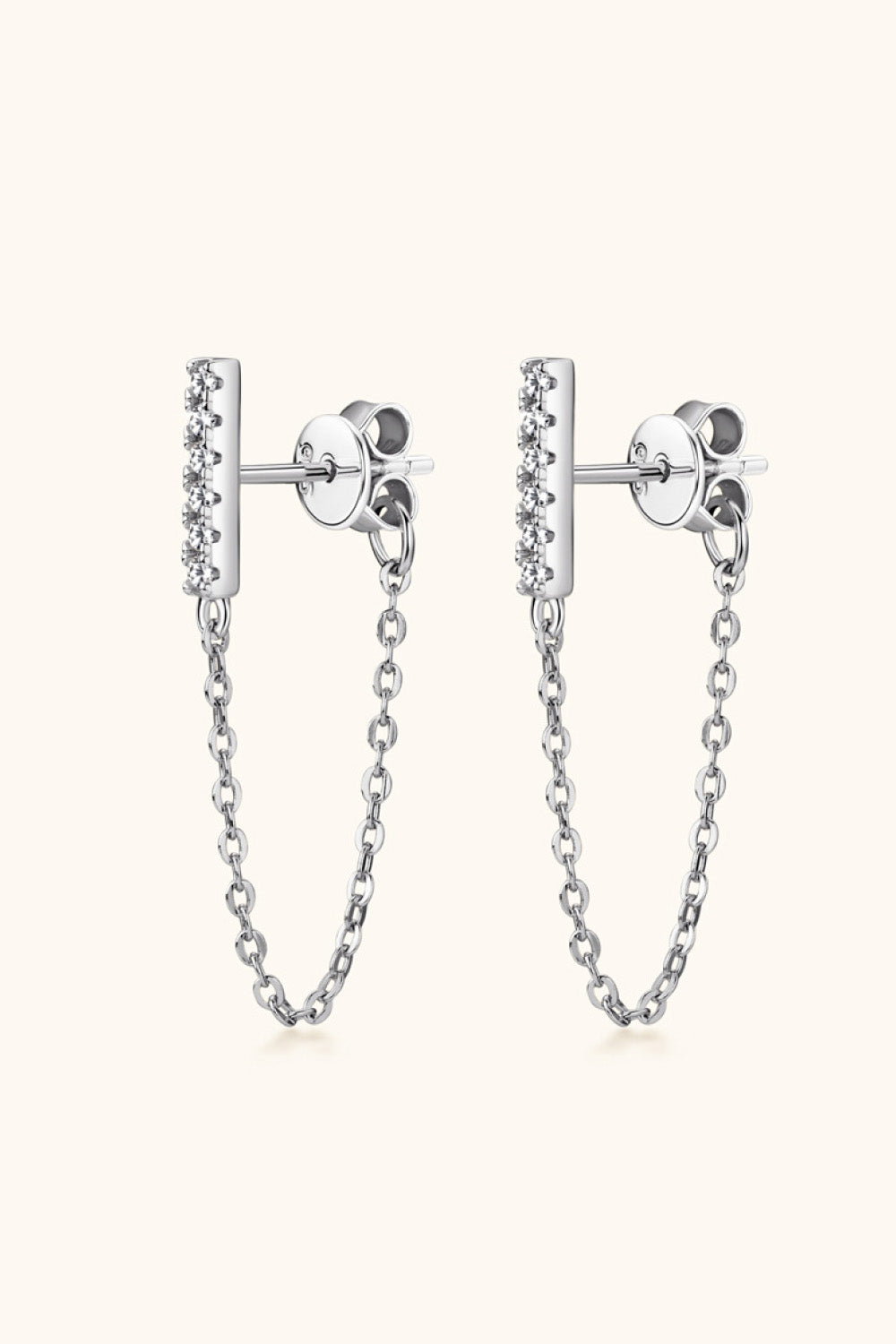 Moissanite 925 Sterling Silver Connected Earrings Silver One Size