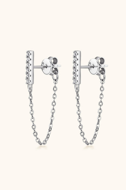 Moissanite 925 Sterling Silver Connected Earrings Silver One Size