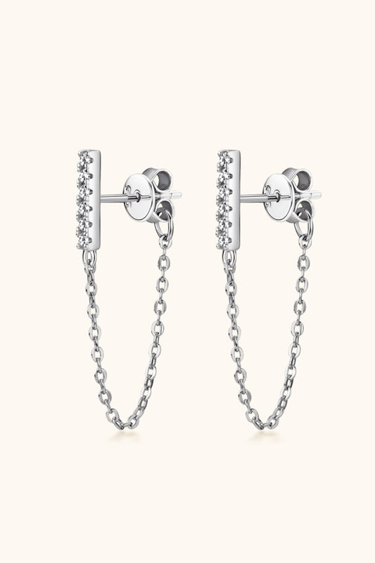 Moissanite 925 Sterling Silver Connected Earrings Silver One Size