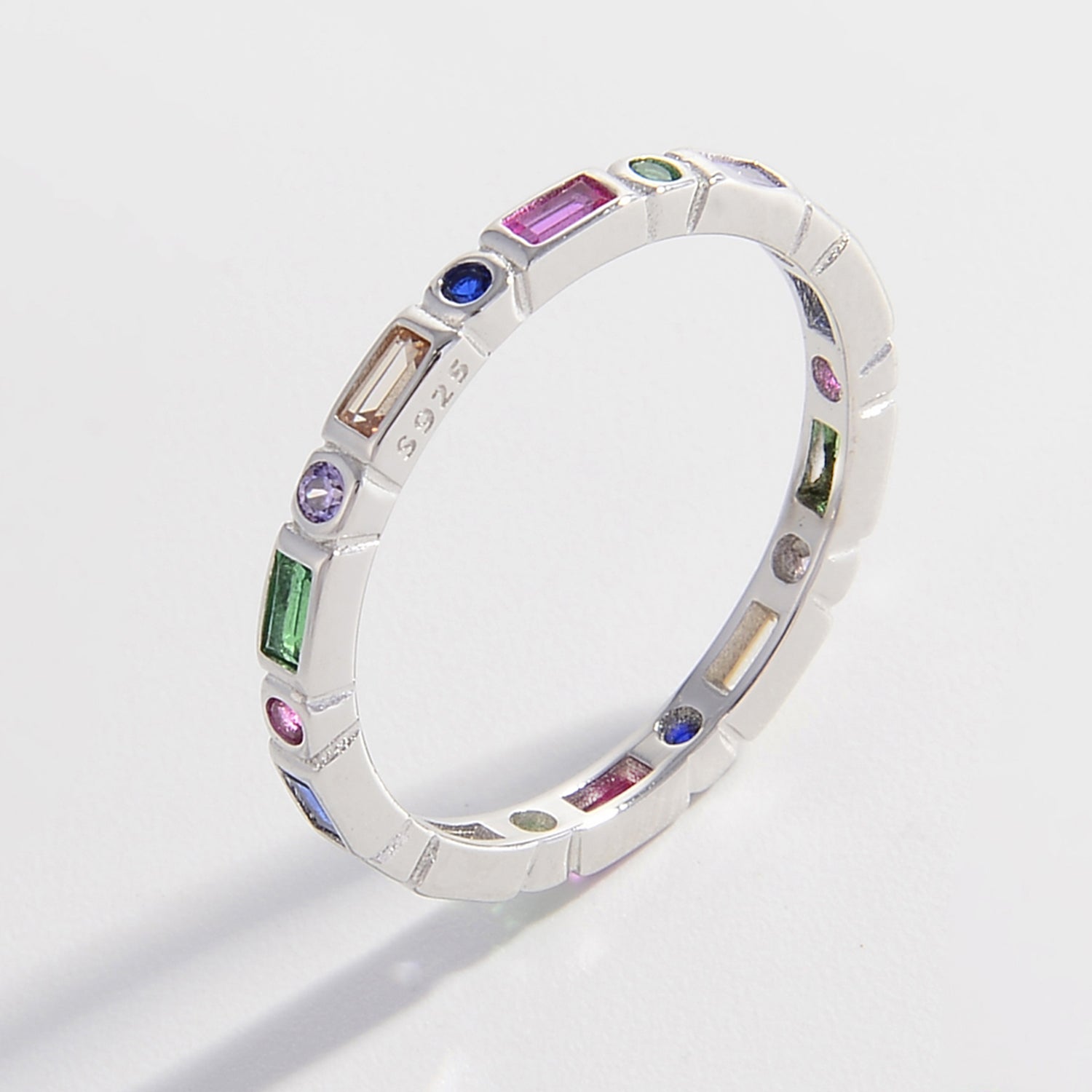 925 Sterling Silver Inlaid Zircon Ring Silver