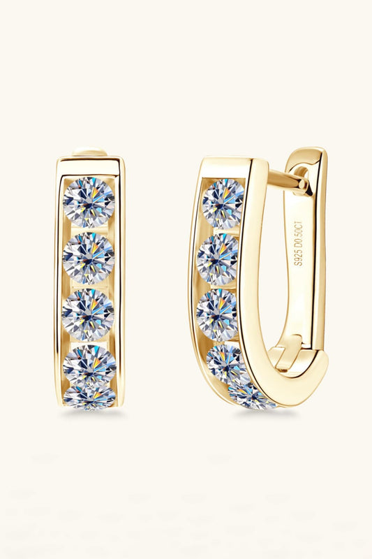 1 Carat Moissanite 925 Sterling Silver Earrings Gold One Size