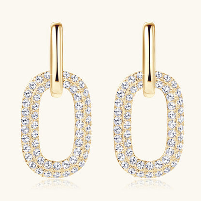 2.16 Carat Moissanite 925 Sterling Silver Earrings Gold One Size