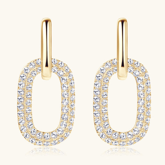 2.16 Carat Moissanite 925 Sterling Silver Earrings Gold One Size