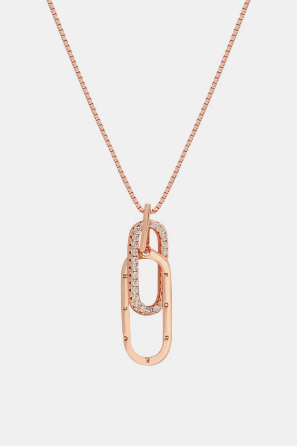 925 Sterling Silver Inland Zircon Necklace Rose Gold One Size