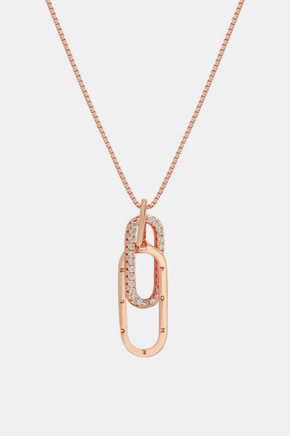 925 Sterling Silver Inland Zircon Necklace Rose Gold One Size