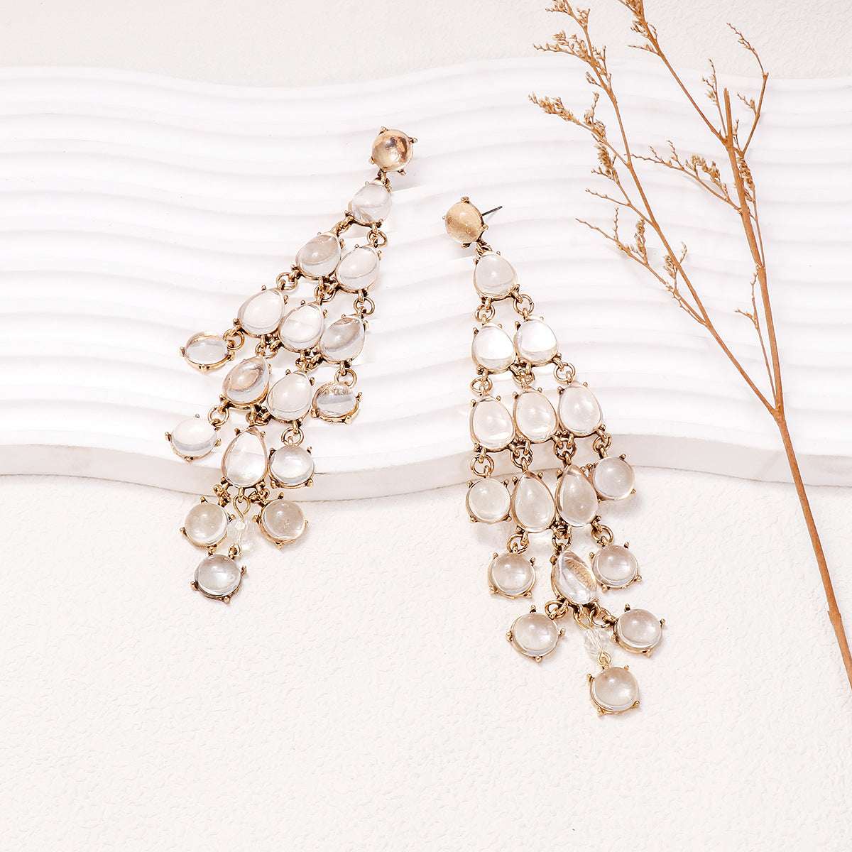 Alloy & Rhinestone Teardrop Earrings White One Size