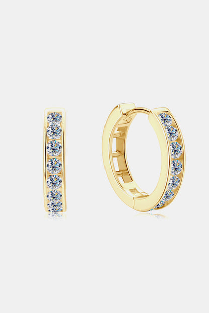 Moissanite 925 Sterling Silver Huggie Earrings Gold One Size