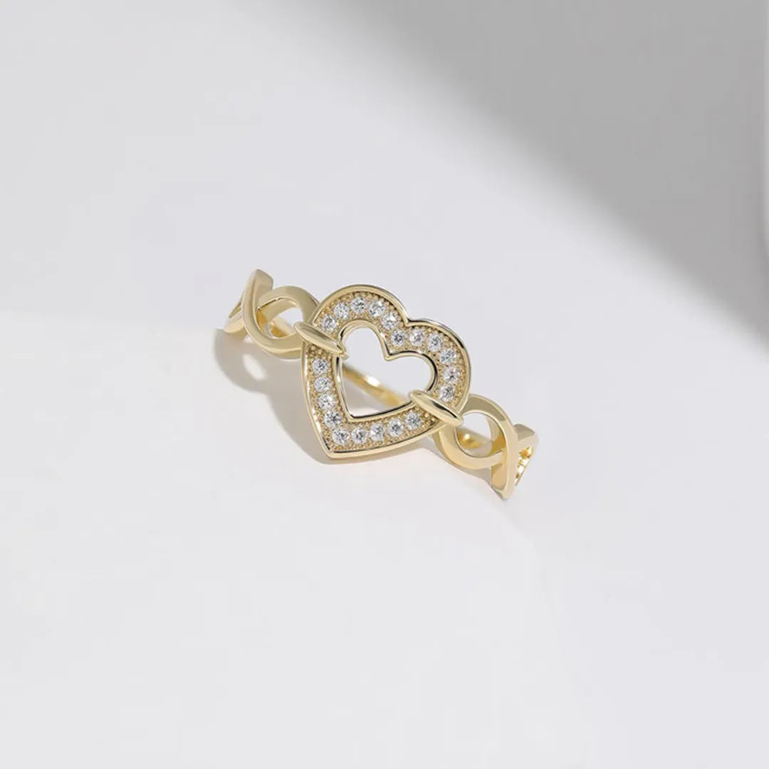 925 Sterling Silver Heart Ring Gold