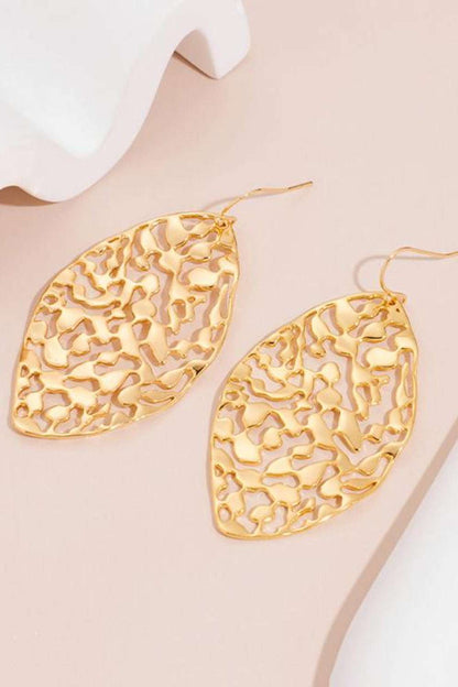 Brass Cutout Leaf Shape Earrings