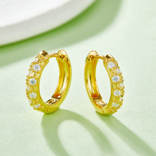 Moissanite 925 Sterling Silver Huggie Earrings Gold One Size