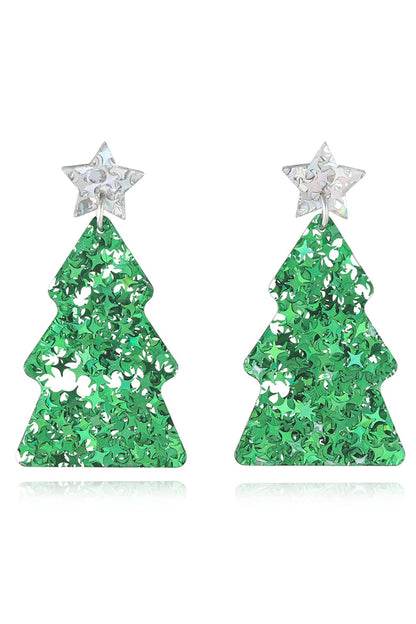 Christmas Tree Acrylic Earrings Green Style A One Size
