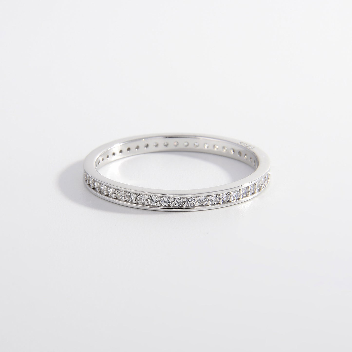 925 Sterling Silver Inlaid Zircon Ring Silver